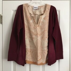 MORGAN FACTORY burgundy Box Top S M L XL